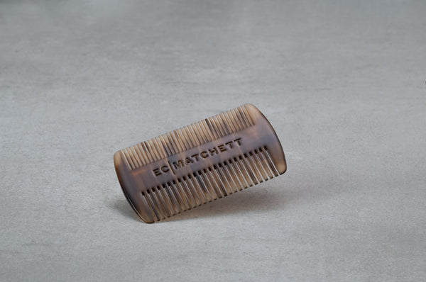 4 inch beard comb made of brown Italian acetate.
