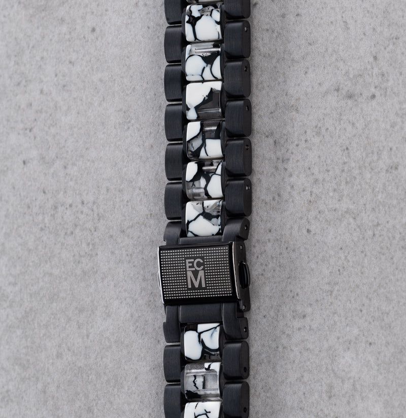 Apple Watch Band Matte Black Stainless Steel - Shattered Marble